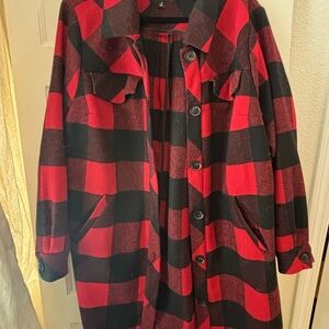Torrid 2X Buffalo Plaid Wool Barn Coat